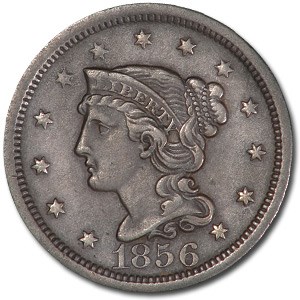 1856 Large Cent Upright 5 AU 1856 Large Cent Upright 5 AU